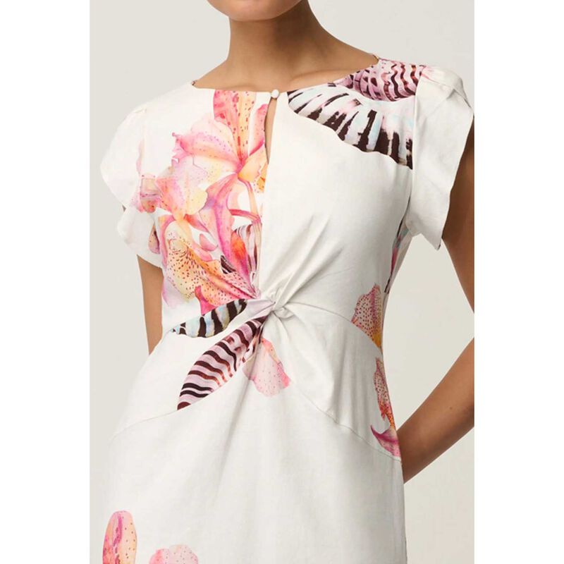 OnceWas Geneva Stretch Twist Detail Column Midi Dress image number 2